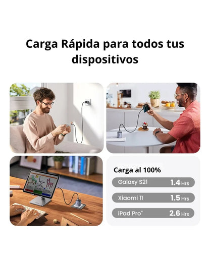 Mini Cargador Ugreen 20w Carga Rápida Pd Gan Usb C Color Gris