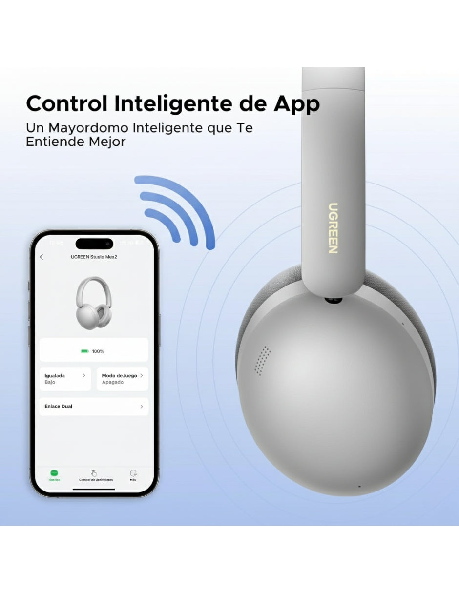 Audífonos Inalámbricos Ugreen Studio Max2 Gris 80H Batería, Audio 3D