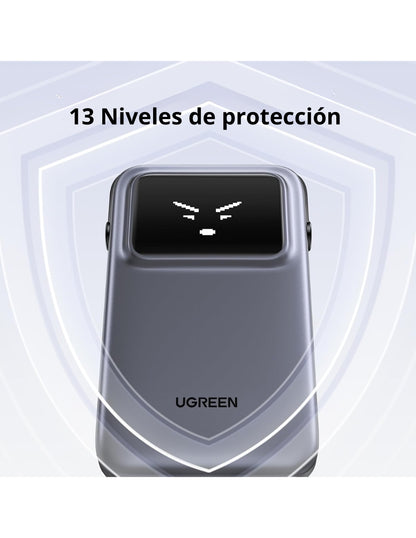 Power Bank Robot Ugreen 10,000mAh USB C 30W Pantalla TFT Gris