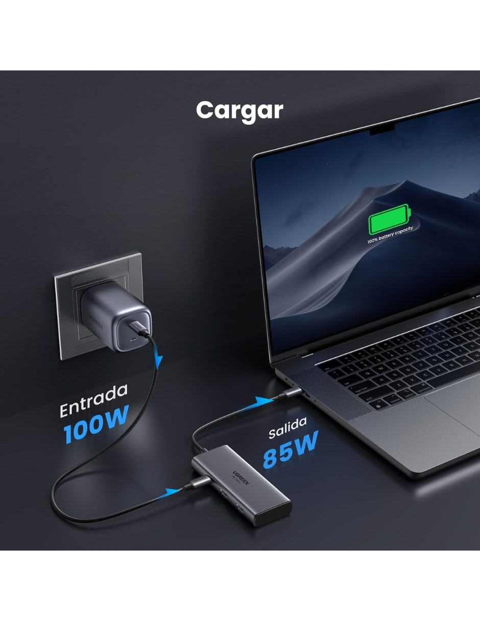 HUB USB-C 6 en 1 UGREEN 2 USB-A, 2 USB-C, 2 HDMI 4K/60hz