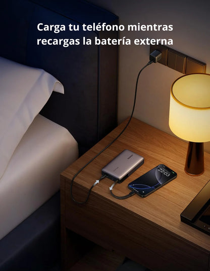 Power Bank Ugreen de 20000mAh y 145W con Cable USB-C Integrado para MacBook y iPhone
