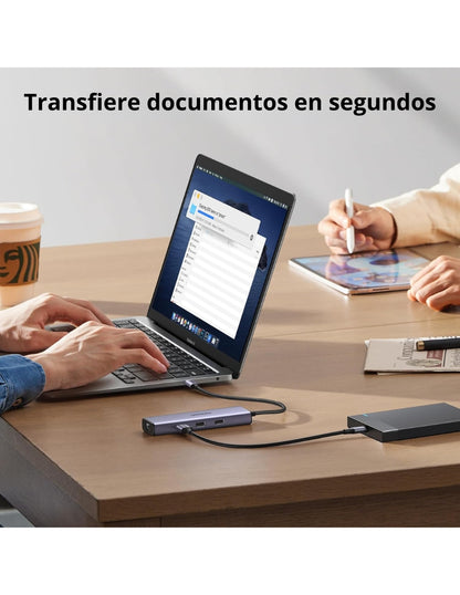 HUB USB-C 6 en 1 UGREEN 3 USB-A, 1 USB-C, HDMI 4K/30hz y Ethernet
