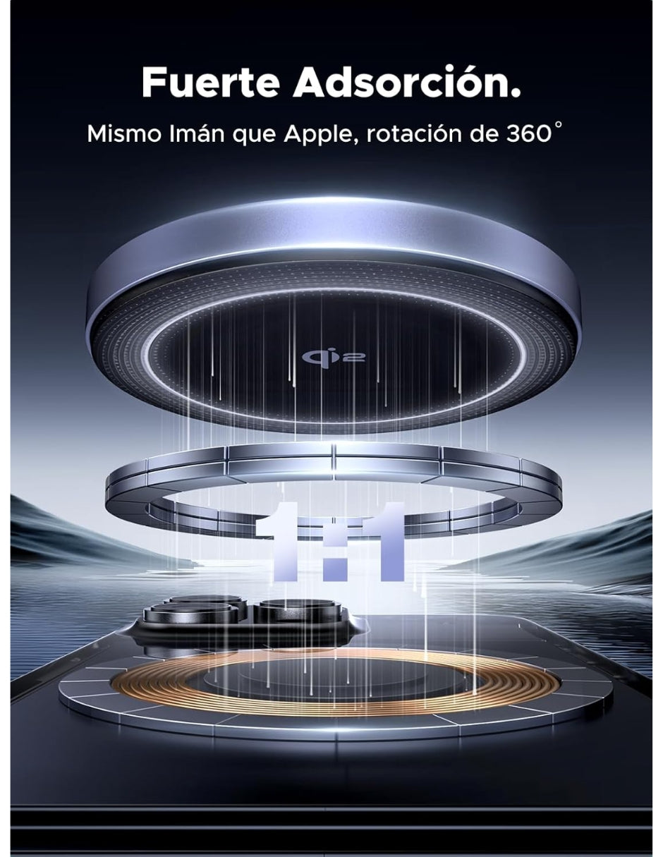 Cargador Magnético Qi2 Ugreen 15W Carga Rápida MagFlow