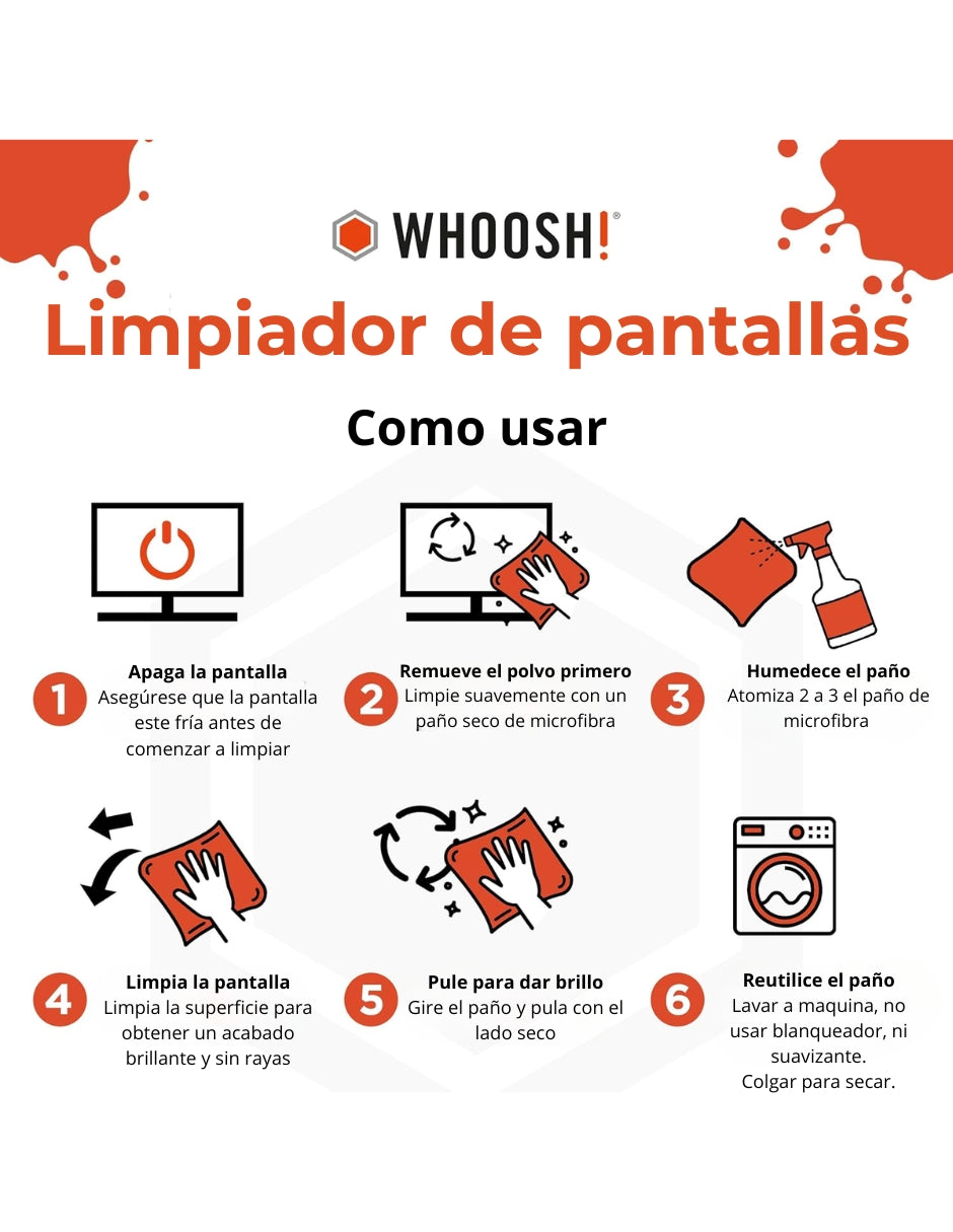 Líquido Limpiador Whoosh Refill 950ml Screen Shine Original