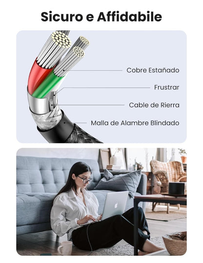 Cable Cargador Ugreen 50150 Usb C Carga Rápida de 1m color Gris