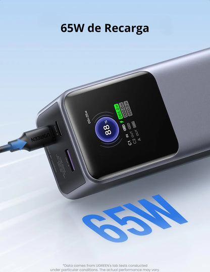 Power Bank Ugreen Nexode 20,000mAh de 130W Pantalla digital Gris