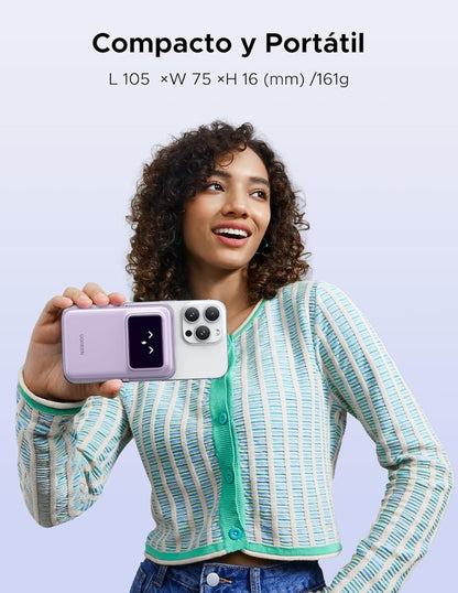Power Bank Ugreen MagSafe Mini 5000mAh 20W con pantalla Morado