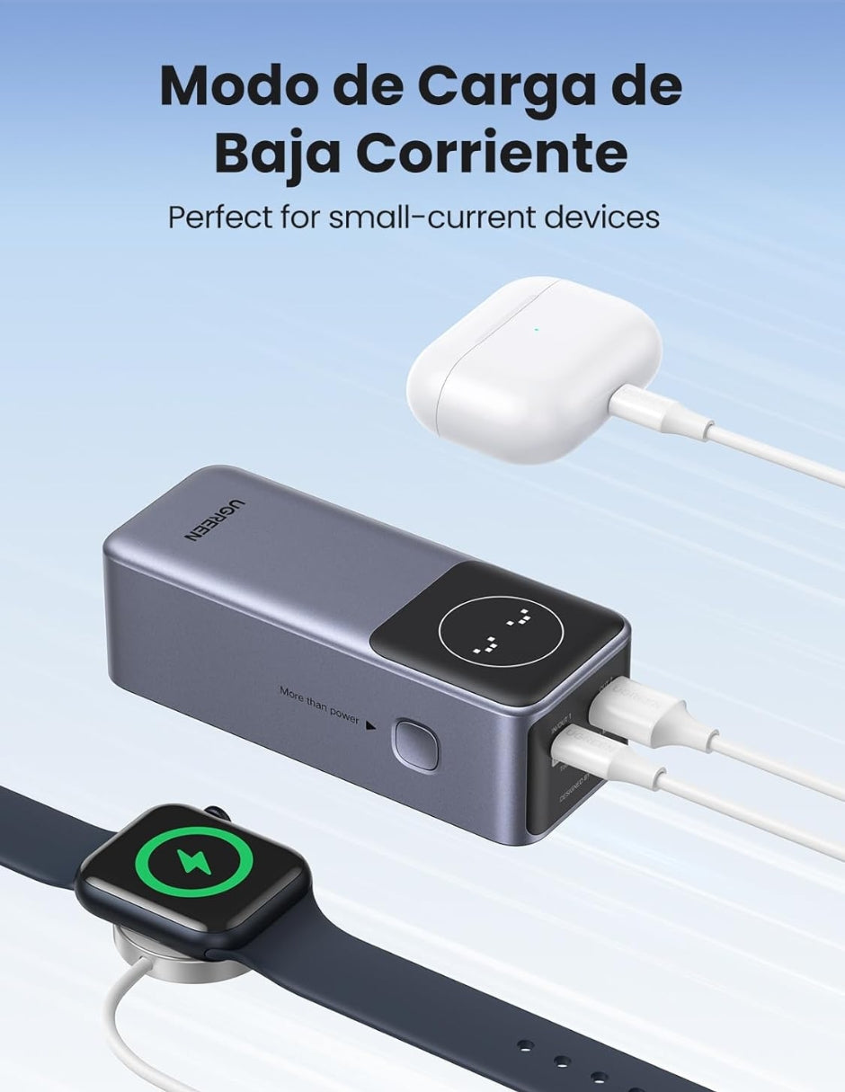 Power Bank Nexode Ugreen 12,000mAh 100W y Pantalla digital Gris