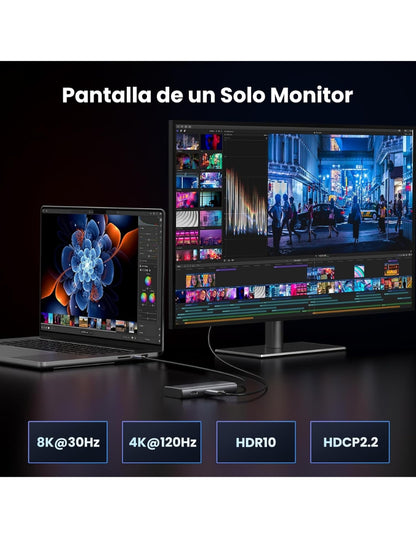 HUB USB-C 6 en 1 UGREEN 2 USB-A, 2 USB-C, 2 HDMI 4K/60hz