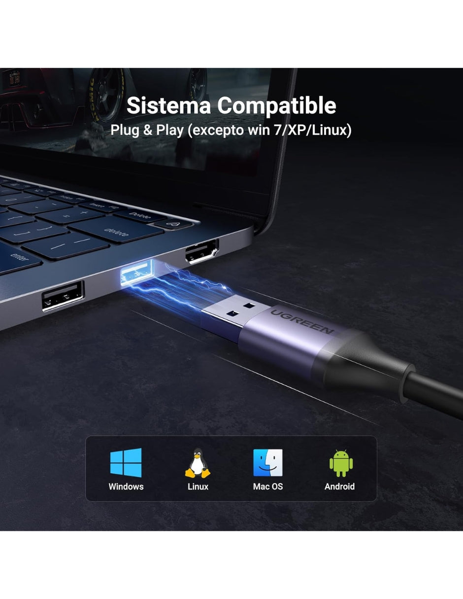 Adaptador UGREEN USB 3.0 a Ethernet Gigabit 1000Mbps - Carcasa de Aluminio Premium