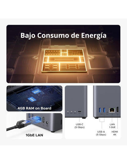 Nas Ugreen Nasync Dh2300 2 Bahías 4gb Ram 4k Hdmi