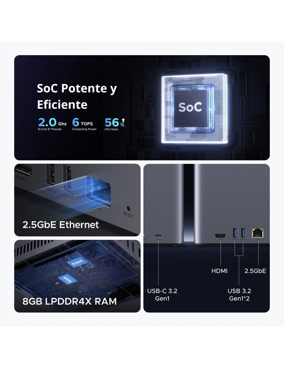 Servidor Nas Ugreen Dh4300 Plus 4 Bahias 8gb Ram 2.5gbe 85449