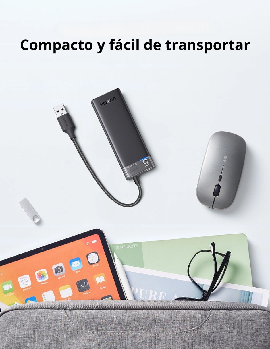 HUB USB-C 4 en 1 CM653 UGREEN USB-A 3.0 con indicador LED 5Gbps