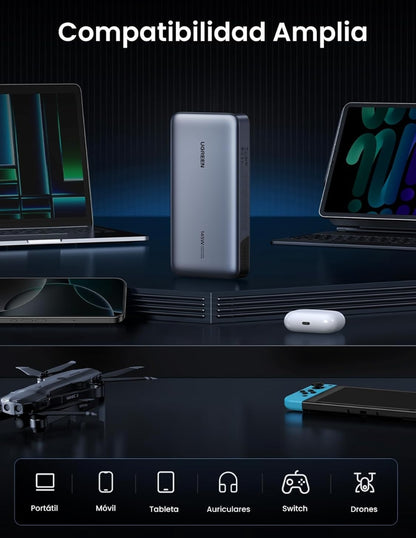 Power Bank Ugreen 25,000 mAh de 145W con pantalla digital