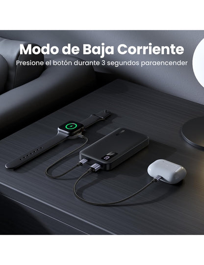 Power Bank Ugreen 10,000mAh USB C 20W con Pantalla LED Negro