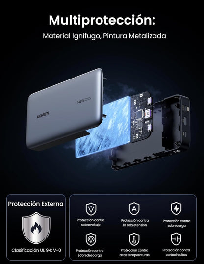 Power Bank Ugreen 25,000 mAh de 145W con pantalla digital