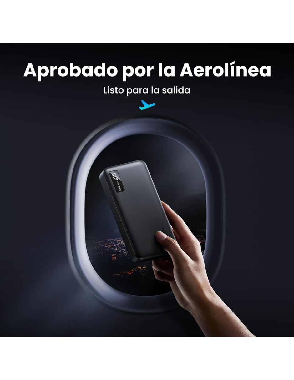Power Bank Ugreen 10,000mAh USB C 20W con Pantalla LED Negro