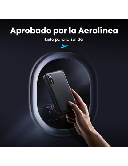 Power Bank Ugreen 10,000mAh USB C 20W con Pantalla LED Negro