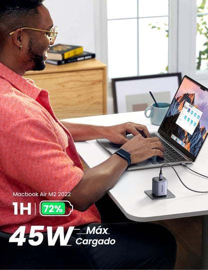 Cargador 45w Ugreen Carga Rápida Nexode Gan 2 Usb C Portátil