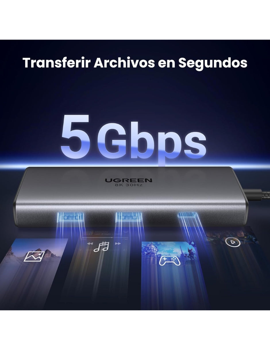 HUB USB-C 6 en 1 UGREEN 2 USB-A, 2 USB-C, 2 HDMI 4K/60hz